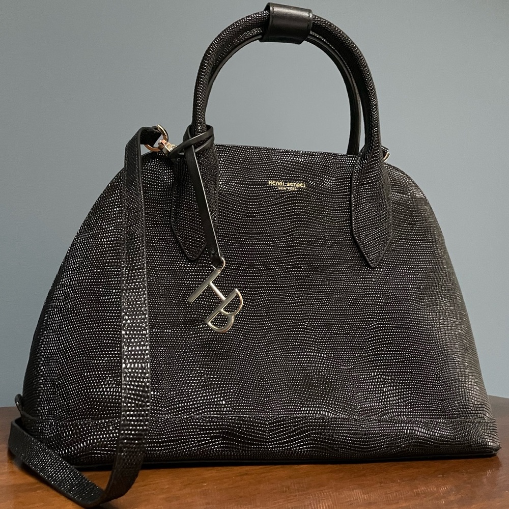 Henri Bendel // Miss Bendel Dome Satchel // Shiny Lizard // Black